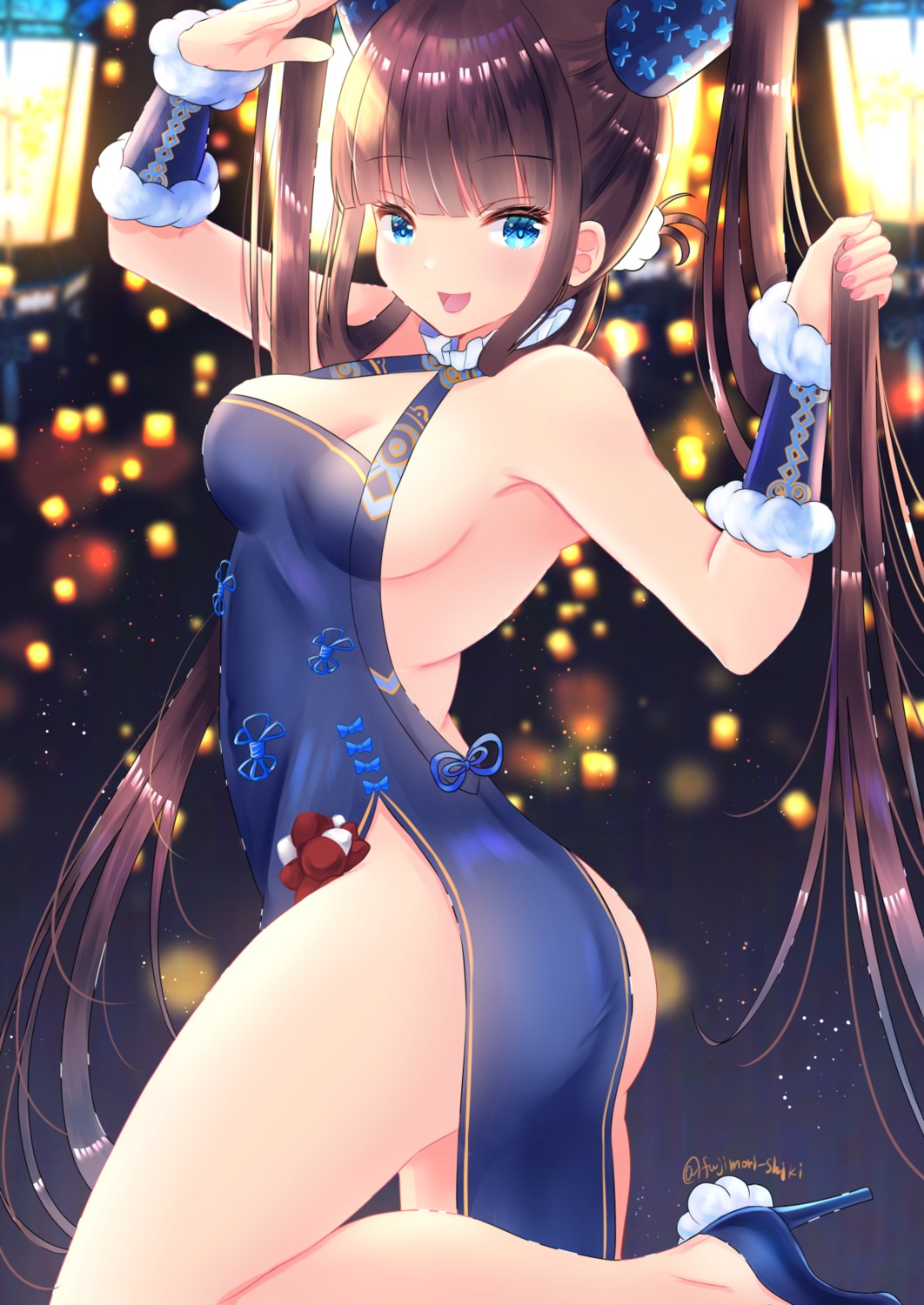 asian_clothes ass fate/grand_order fujimori_shiki heels horns no_bra nopan yang_guifei_(fate/grand_order)