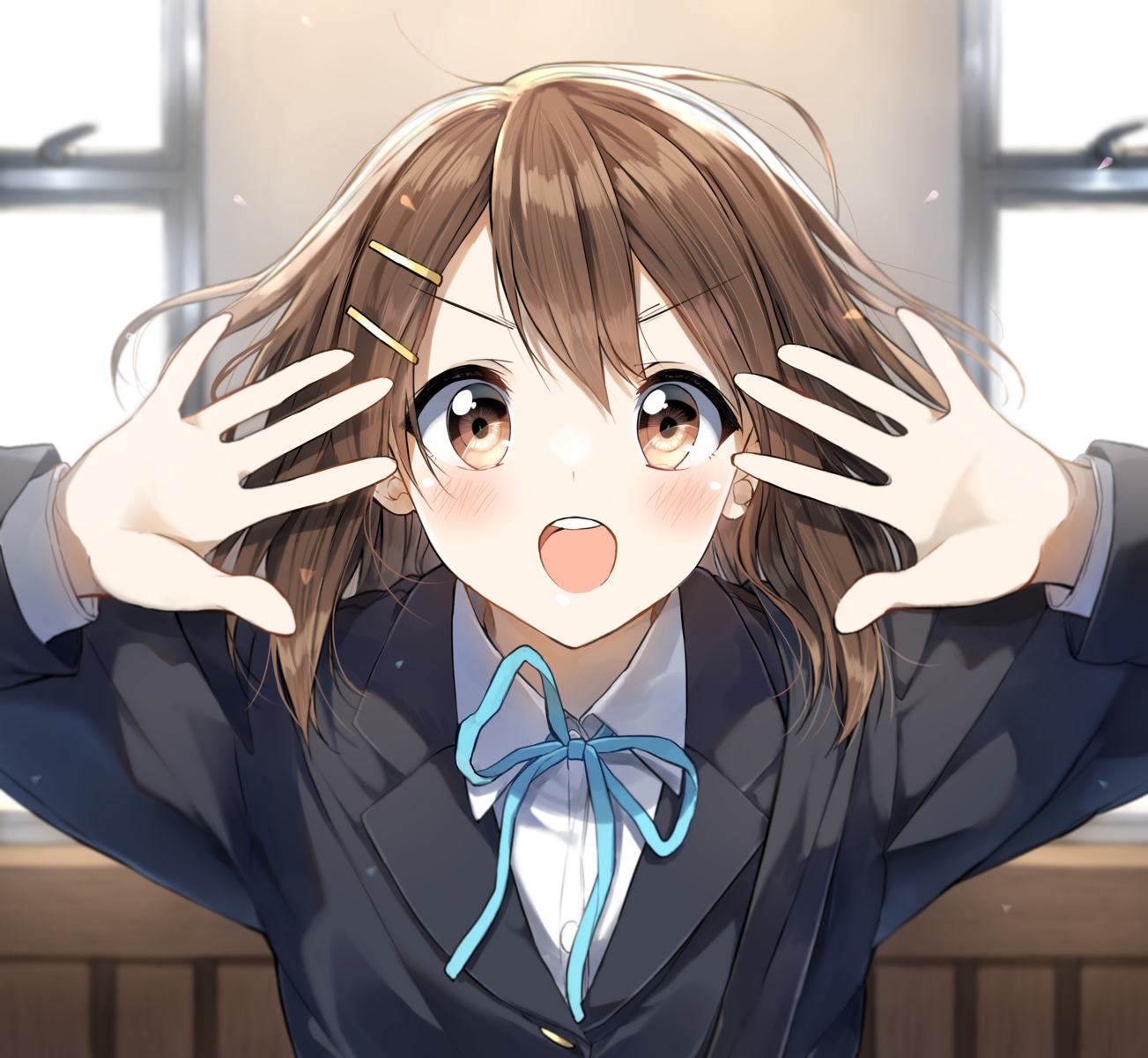 hirasawa_yui k-on! pentagon_(railgun_ky1206) seifuku