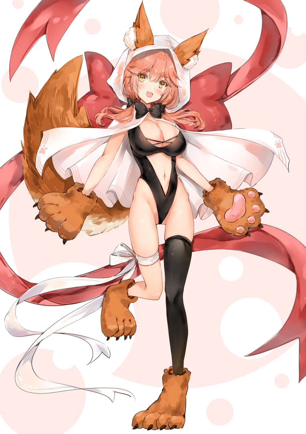 animal_ears fate/grand_order kitsune swimsuits tail tamamo_cat thighhighs yukineko1018
