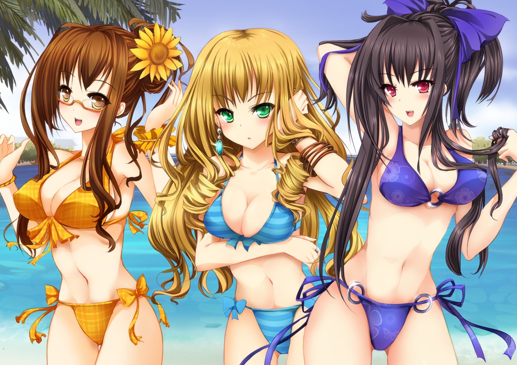 bikini cleavage goushou megane swimsuits