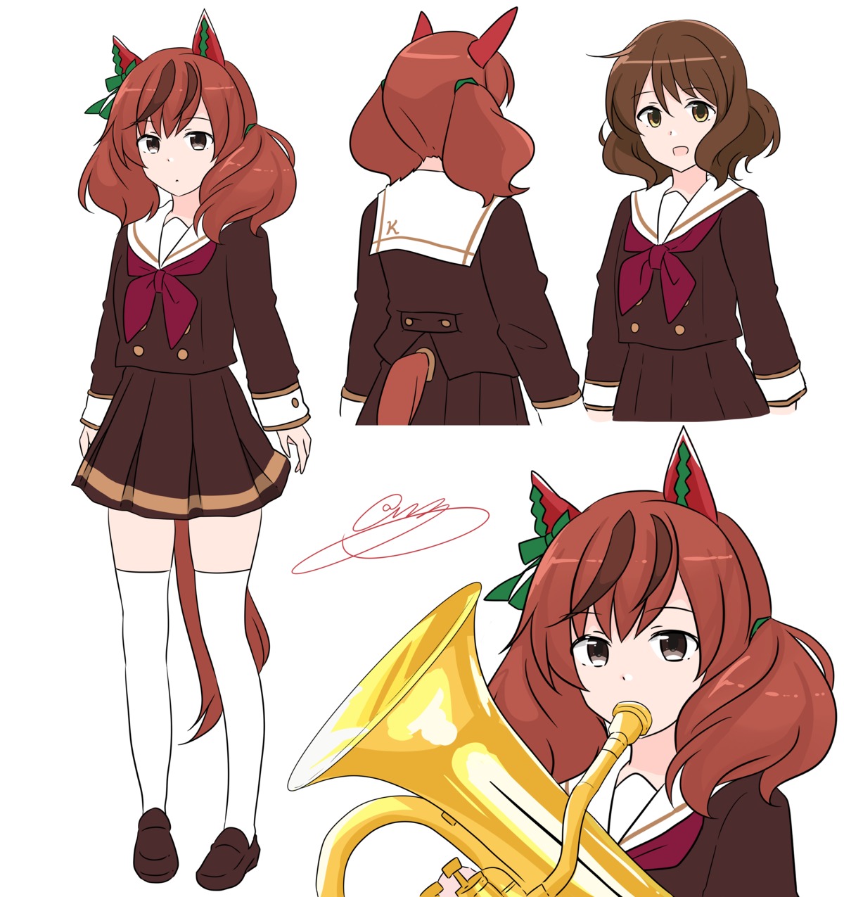 animal_ears cosplay hibike!_euphonium nice_nature_(umamusume) noruren oumae_kumiko seifuku tail thighhighs uma_musume_pretty_derby