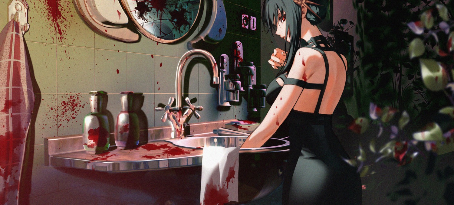 ass black_joa blood dress no_bra spy_x_family yor_briar