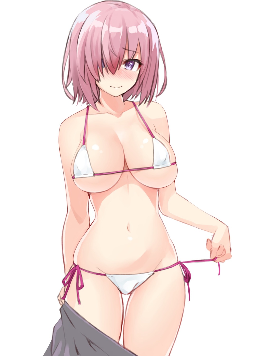 bikini erect_nipples fate/grand_order mash_kyrielight panty_pull swimsuits syunichi undressing