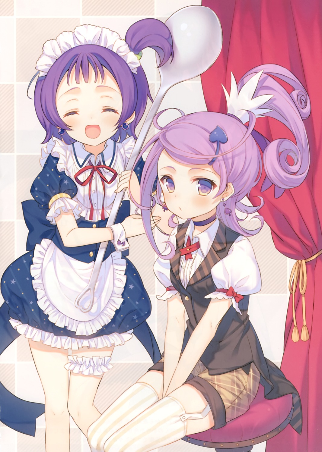 crossover dokidoki!_precure garter kenzaki_makoto maid ojamajo_doremi precure segawa_onpu stockings thighhighs yamucha