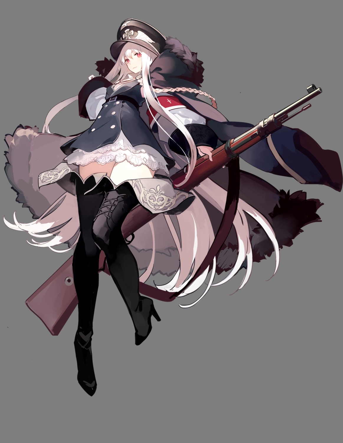 girls_frontline gun heels kar98k_(girls_frontline) sheepd thighhighs transparent_png uniform