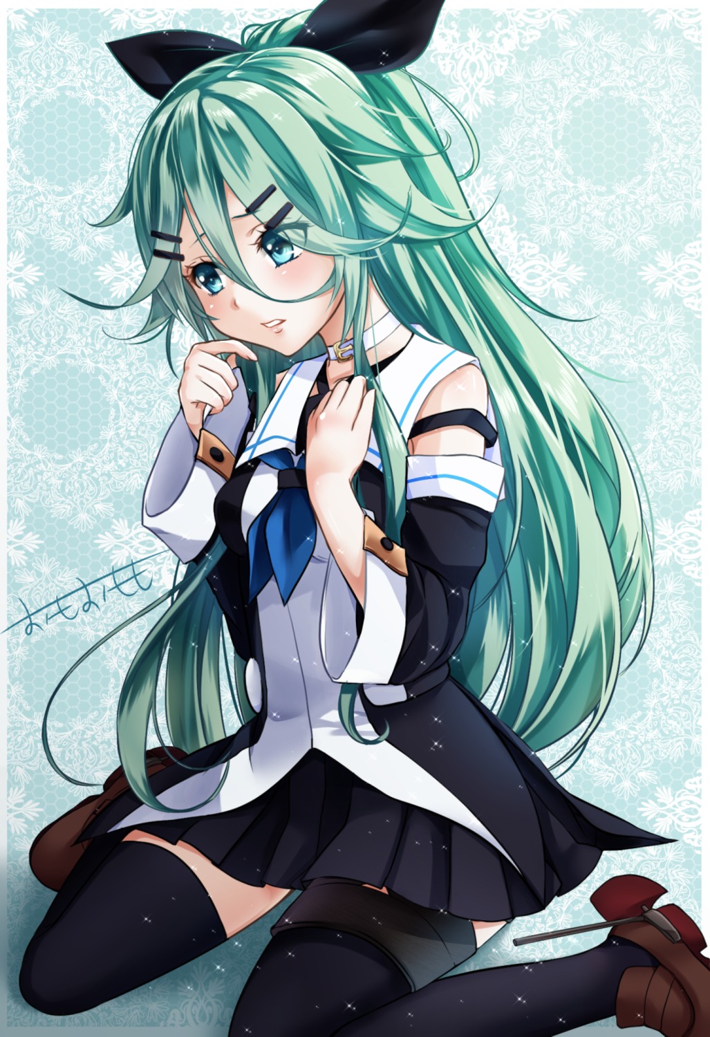 autographed kantai_collection omoomomo seifuku thighhighs yamakaze_(kancolle)