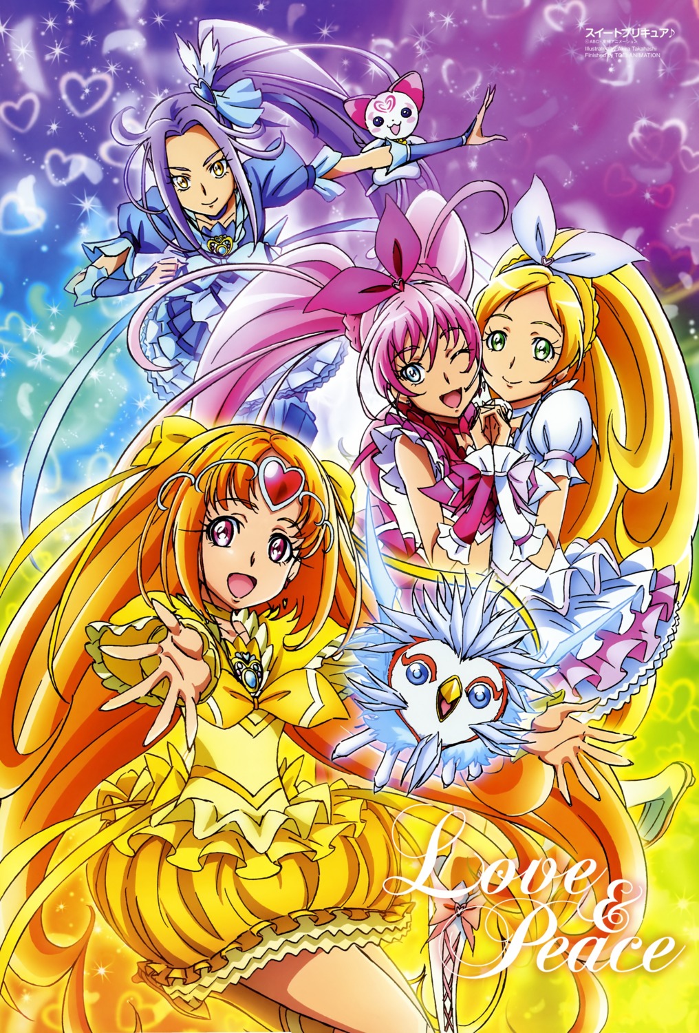 houjou_hibiki hummy minamino_kanade neko noise_(suite_precure) precure shirabe_ako siren_(suite_precure) suite_precure takahashi_akira