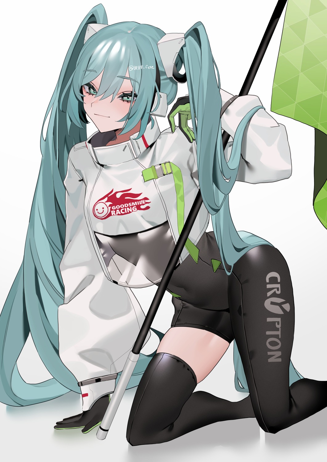 bebe_pp goodsmile_racing hatsune_miku racing_miku thighhighs vocaloid