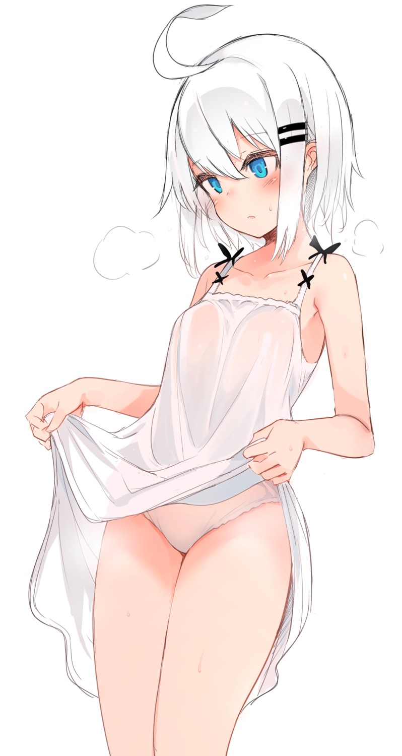 dress loli no_bra otokuyou pantsu see_through skirt_lift summer_dress wet_clothes