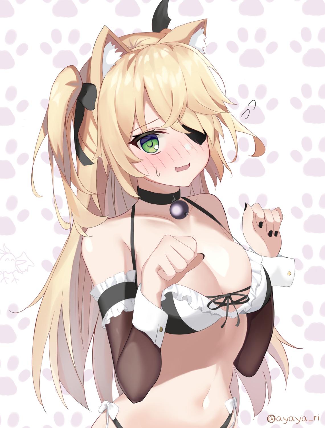 animal_ears ayaya_(ayaya_ri) bra cleavage eyepatch fischl genshin_impact nekomimi pantsu