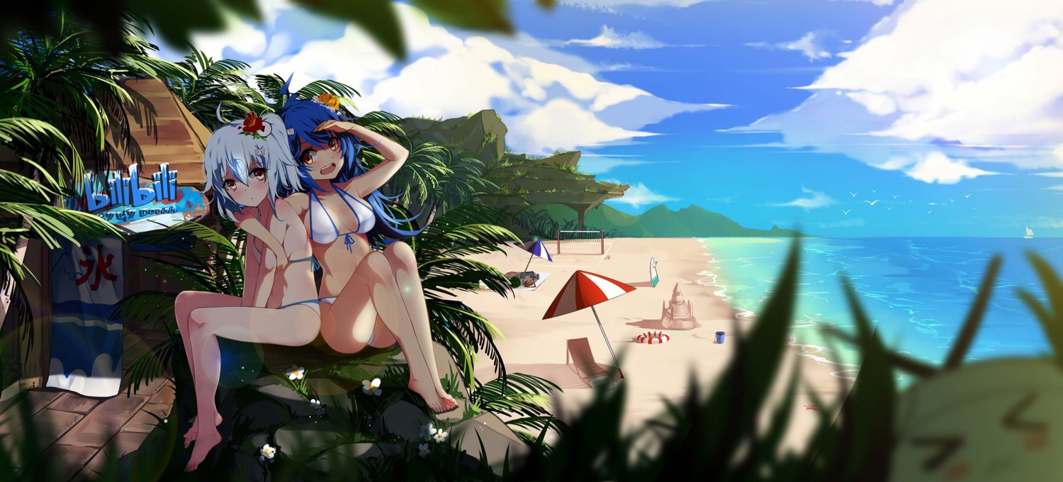 bikini bili_bili_douga bili_girl_22 bili_girl_33 cleavage landscape swimsuits