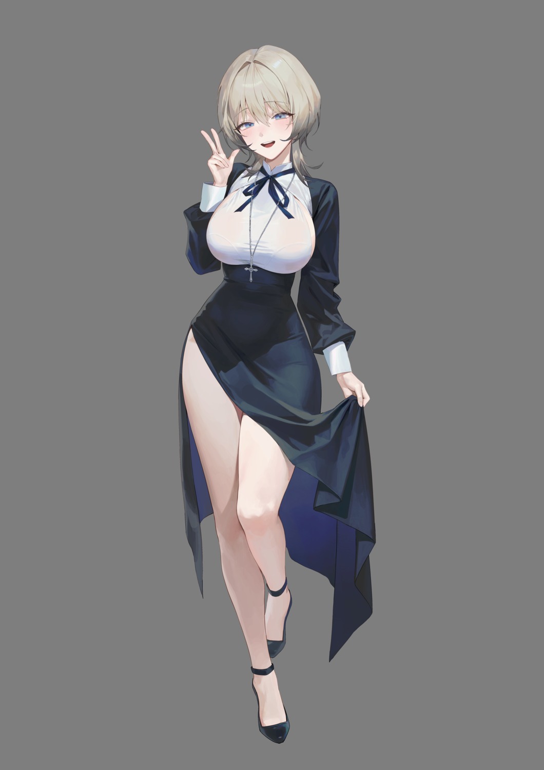 no_bra nun see_through skirt_lift transparent_png xi_xeong