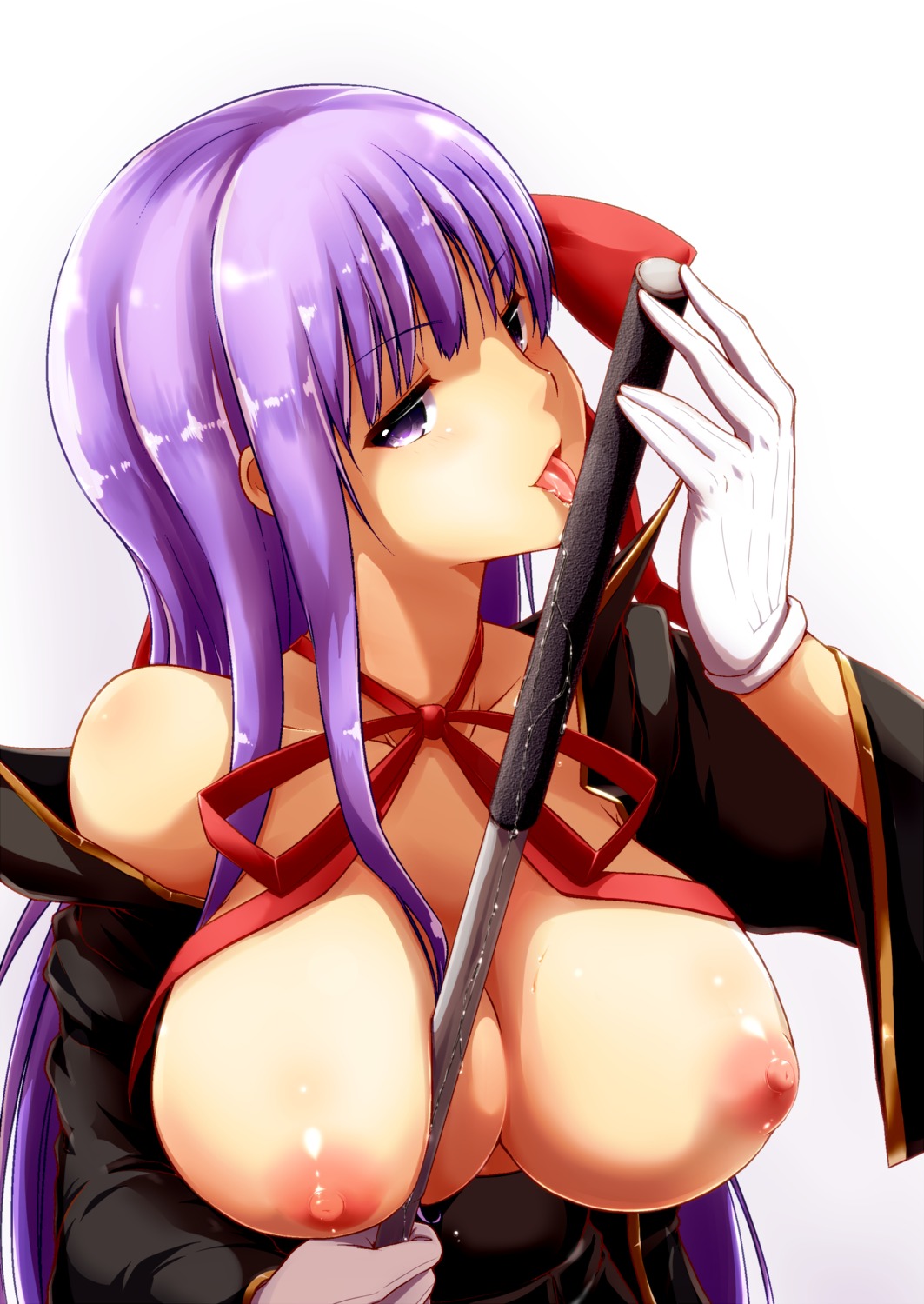 bb_(fate/extra_ccc) breasts fate/extra fate/extra_ccc fate/grand_order fate/stay_night kaizuka nipples no_bra open_shirt weapon