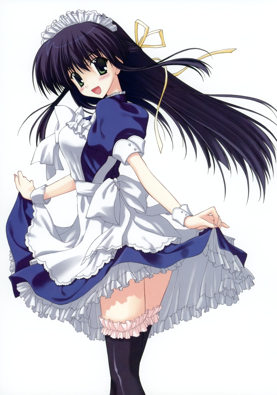 maid nanao_naru skirt_lift thighhighs