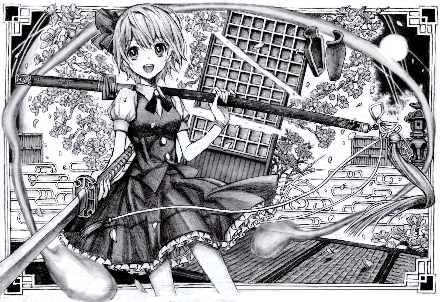 konpaku_youmu monochrome nobita touhou