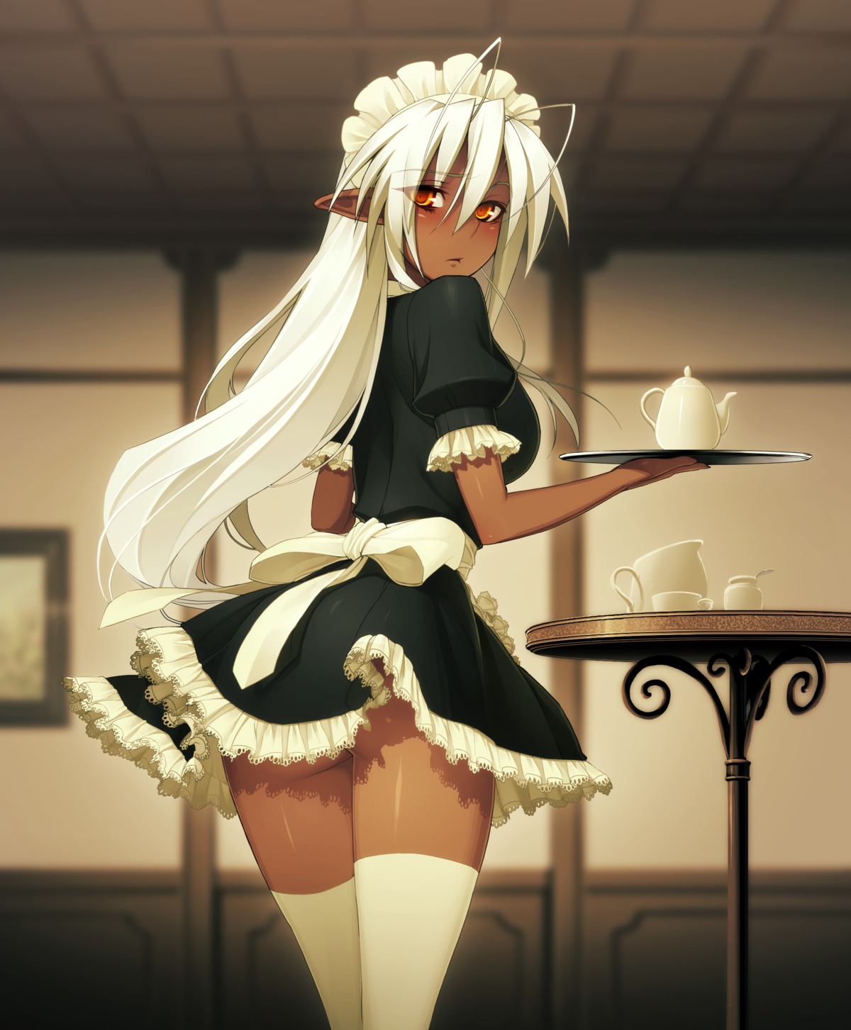 ass dress elf full_metal_daemon_muramasa maid namaniku_atk nopan pointy_ears sansei_muramasa thighhighs