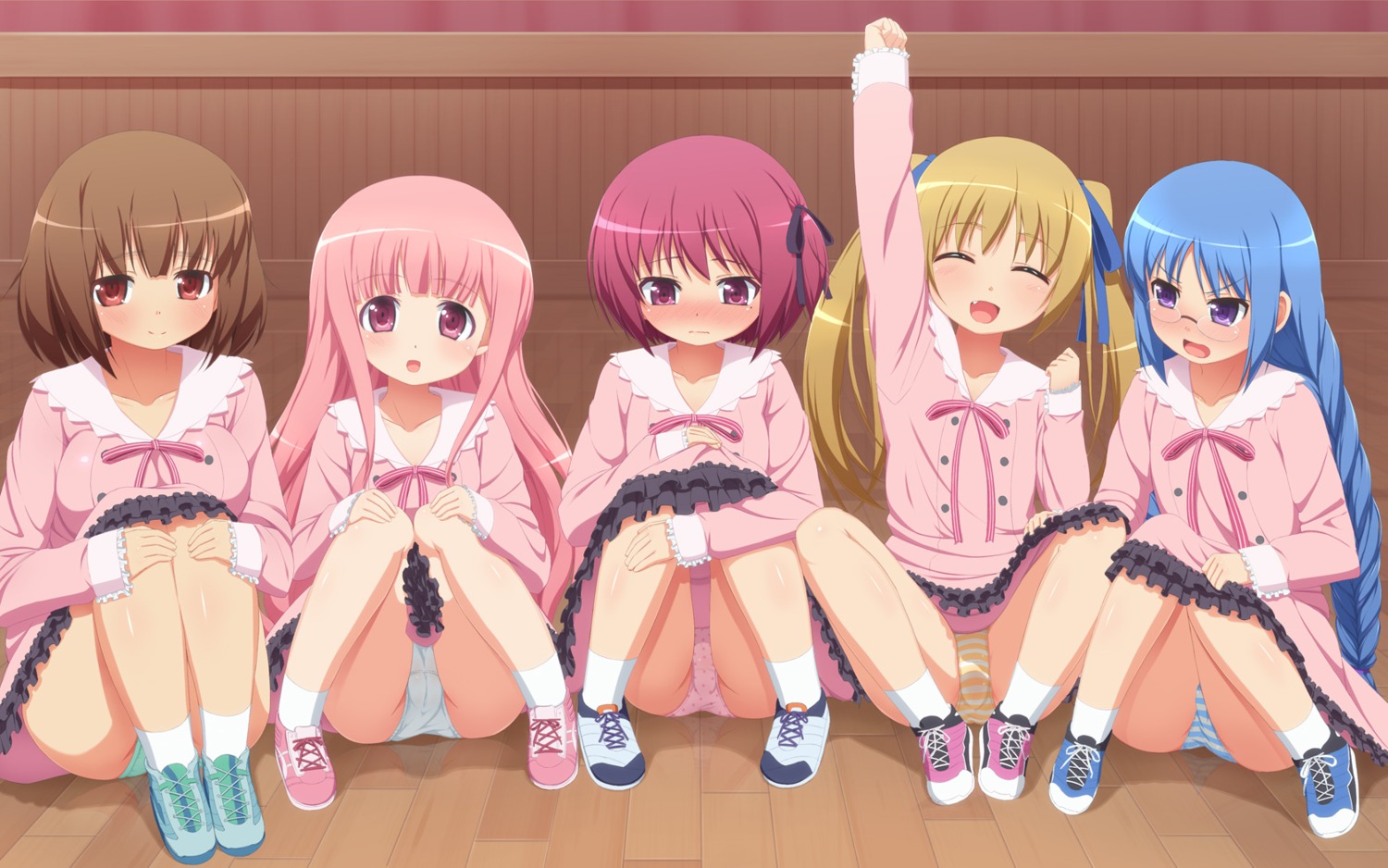 cameltoe hakamada_hinata kashii_airi loli megane minato_tomoka misawa_maho nagatsuka_saki pantsu ro-kyu-bu! ro-kyu-bu!_ss seifuku shimapan tachimi_(basue)