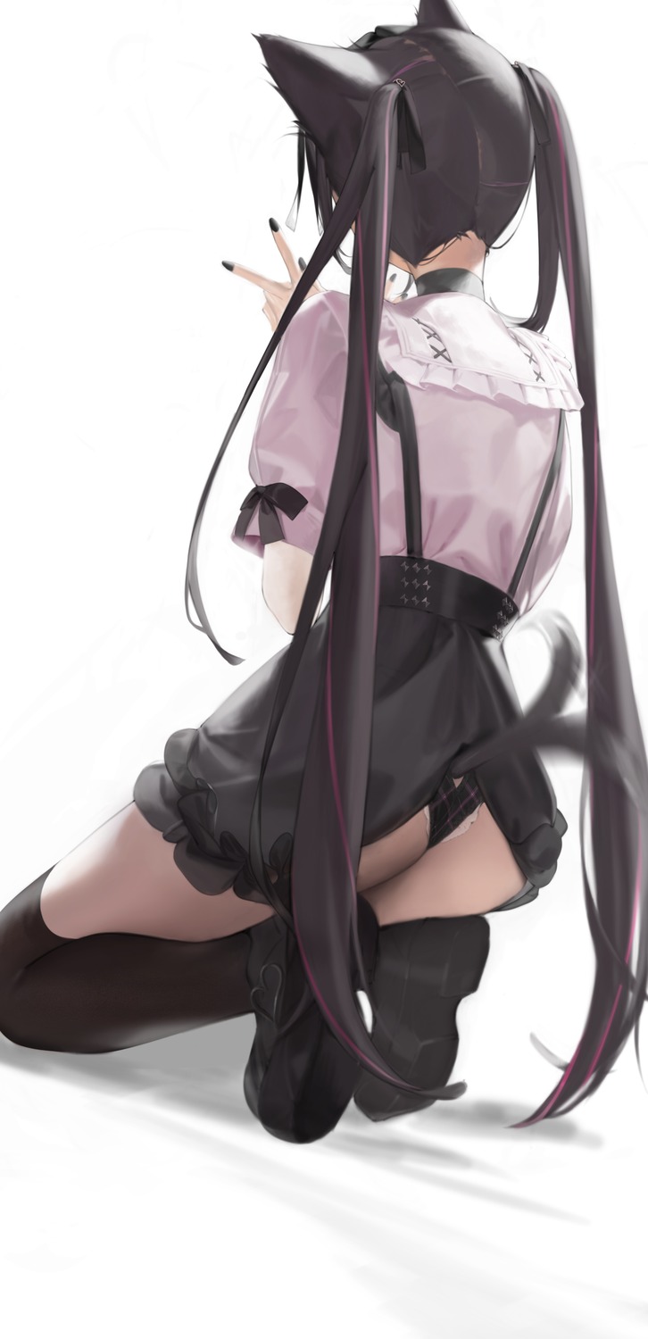 animal_ears ass pantsu skirt_lift tail thighhighs thong watarumi