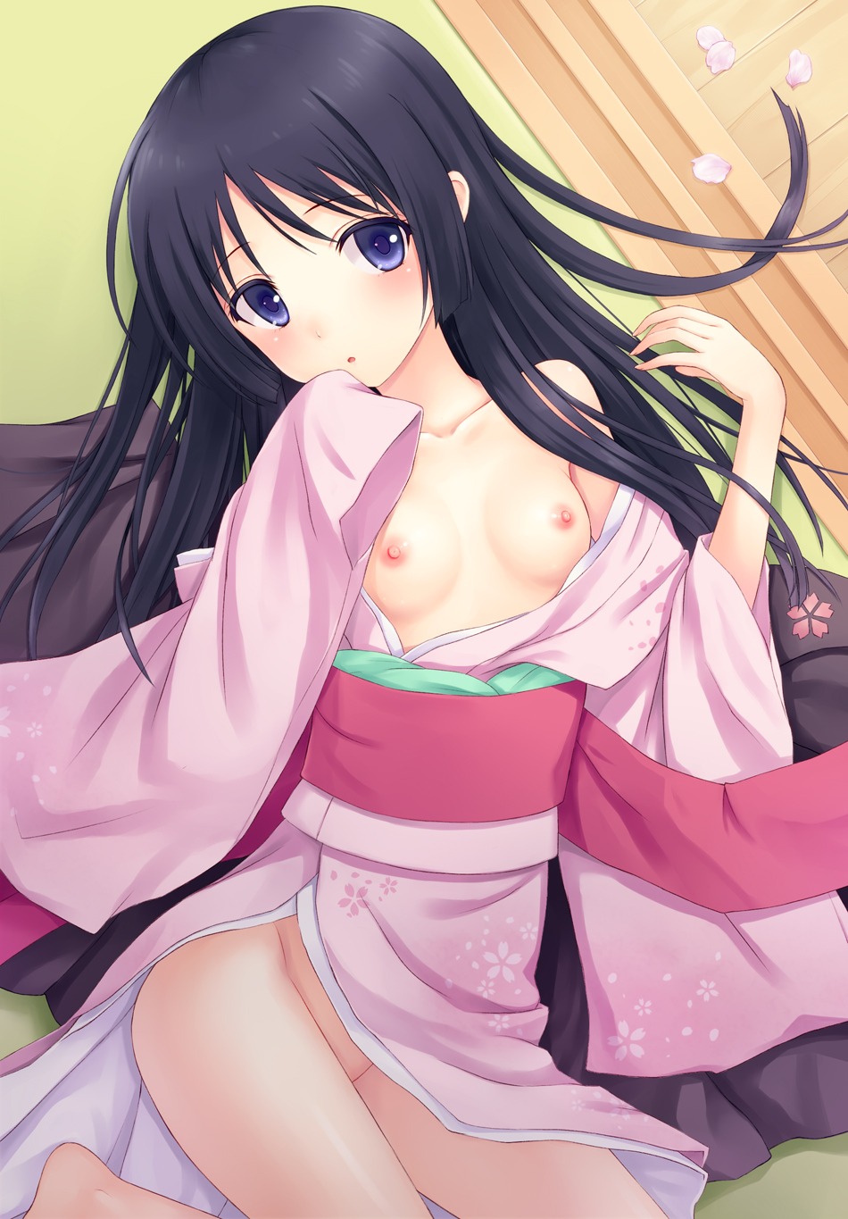 breasts hayate_no_gotoku kimono loli n.g. nipples no_bra nopan open_shirt saginomiya_isumi
