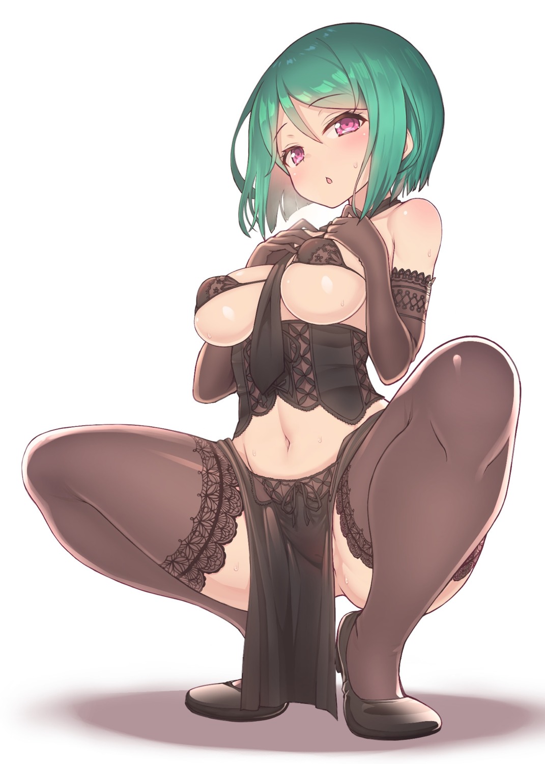 ba_kuro bra erect_nipples heels kiratto_pri_chan midorikawa_sara pantsu pretty_series see_through thighhighs