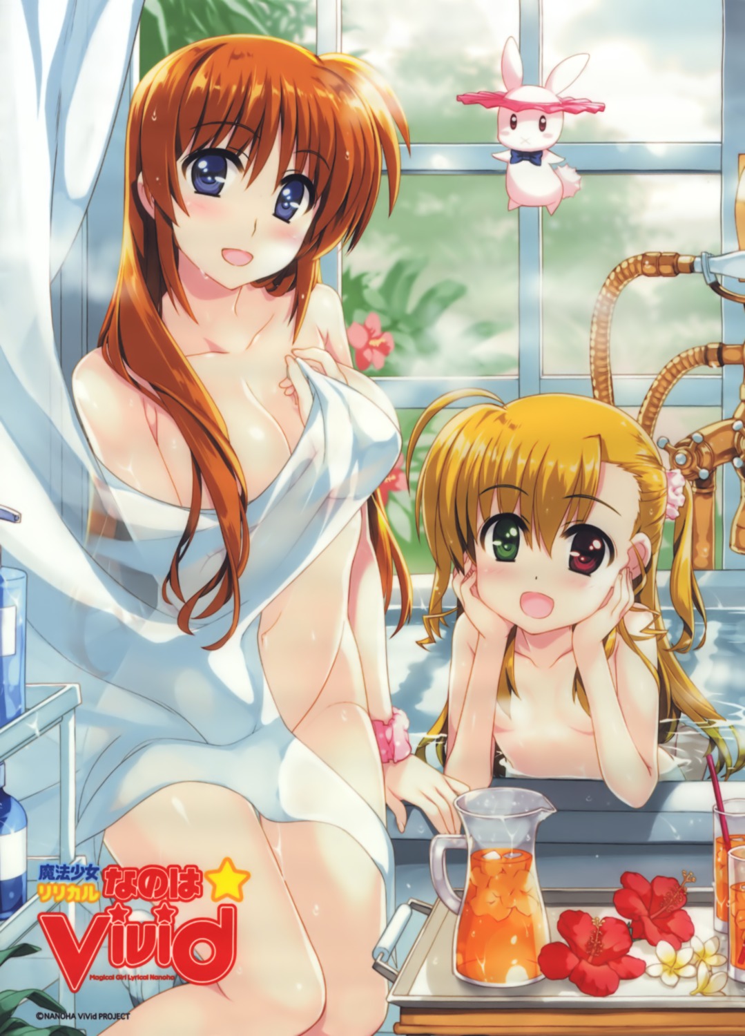 bathing fujima_takuya heterochromia loli mahou_shoujo_lyrical_nanoha mahou_shoujo_lyrical_nanoha_vivid naked takamachi_nanoha vivio wet