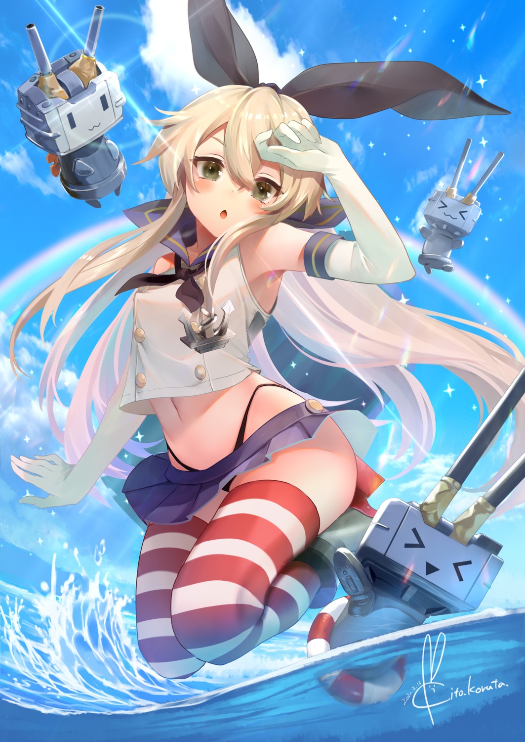 heels kantai_collection koruta_(nekoimo) pantsu rensouhou-chan seifuku shimakaze_(kancolle) skirt_lift thighhighs