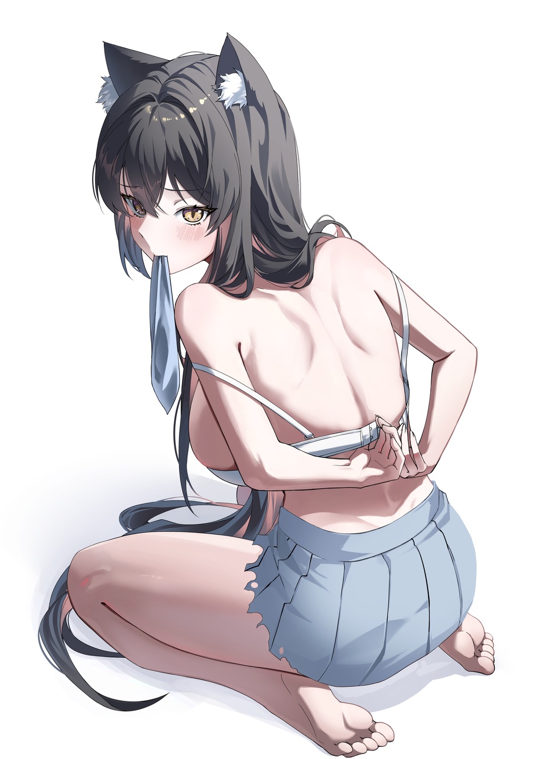 animal_ears ass bra nekomimi onyu_on torn_clothes undressing