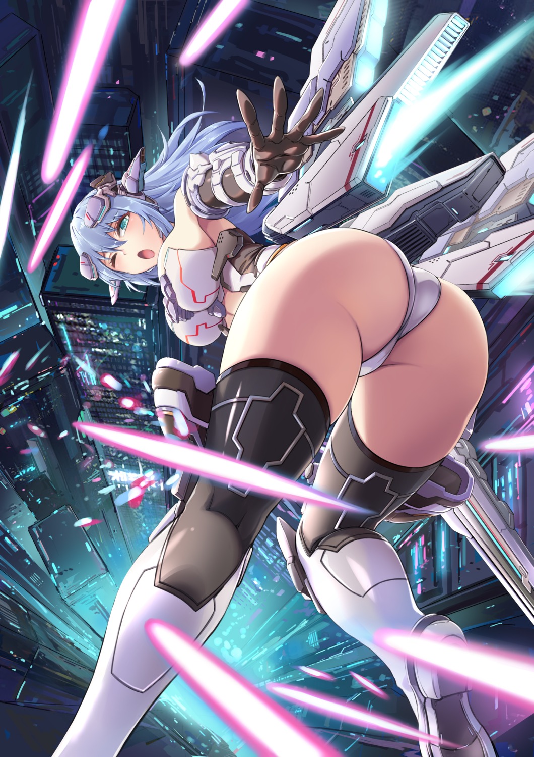 artery_gear_fusion ass fish.boy mecha_musume nio_(artery_gear_fusion) pantsu thighhighs