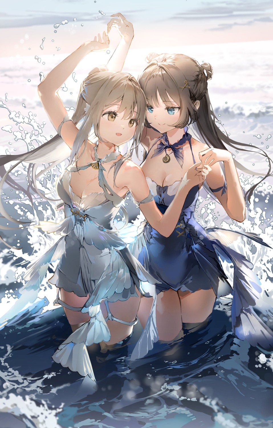 anmi cleavage dress garter wet yuri