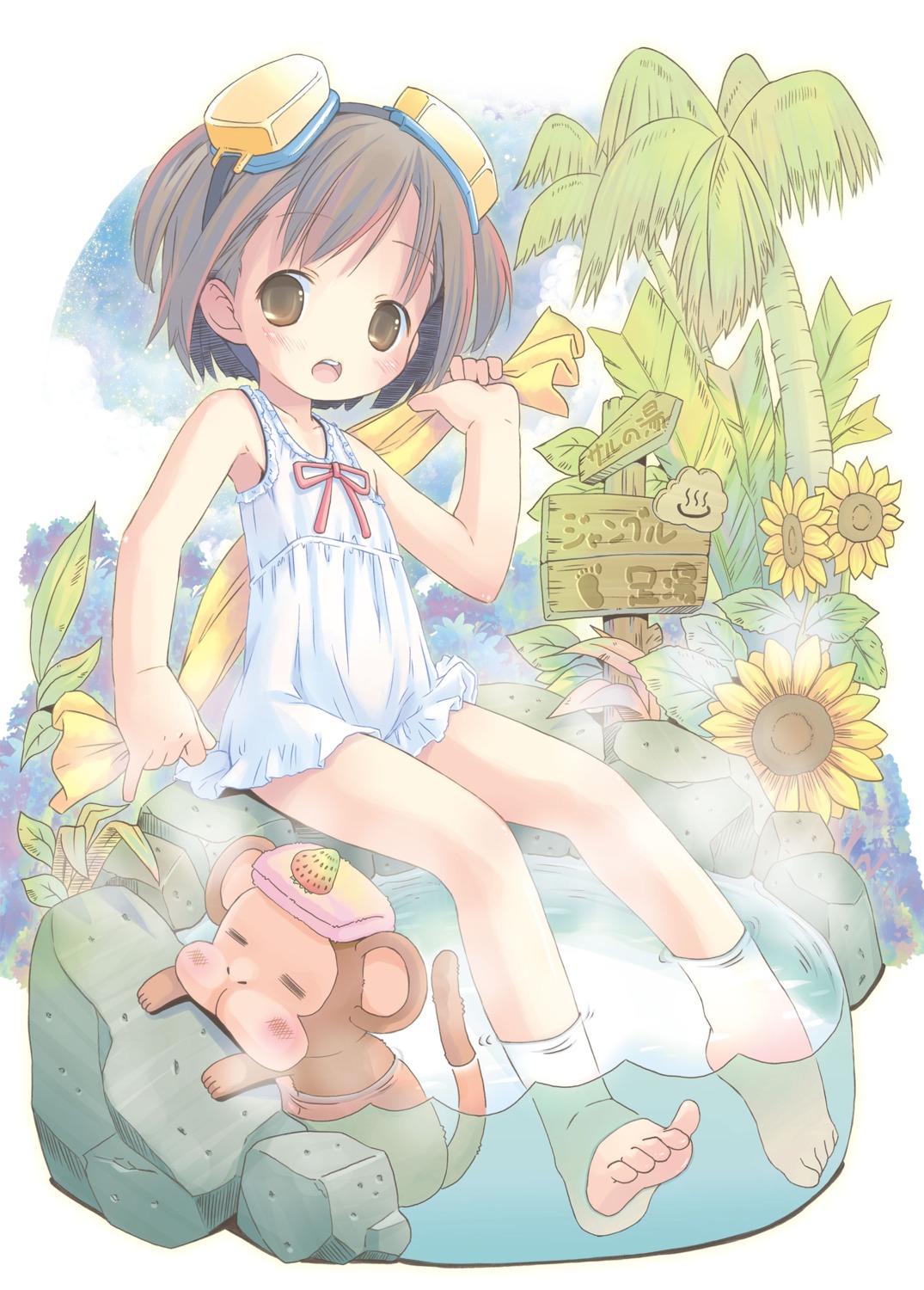 dress loli no_bra onsen pop skirt_lift summer_dress wet