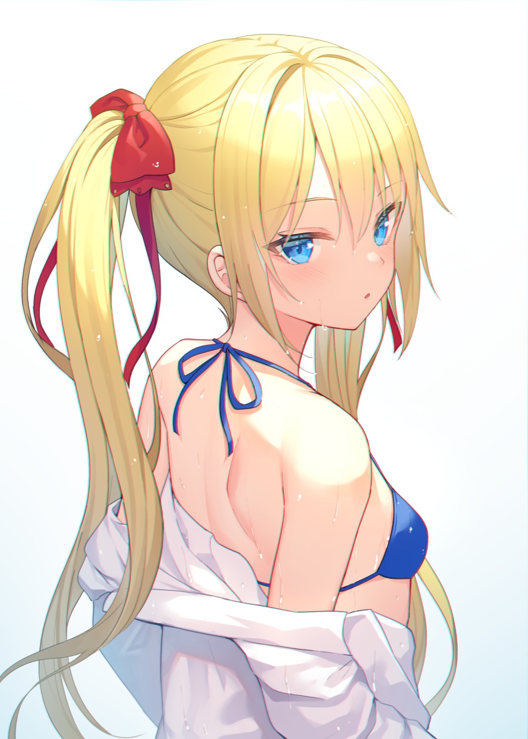 alexmaster bikini_top dress_shirt hirakata_kana open_shirt swimsuits wet