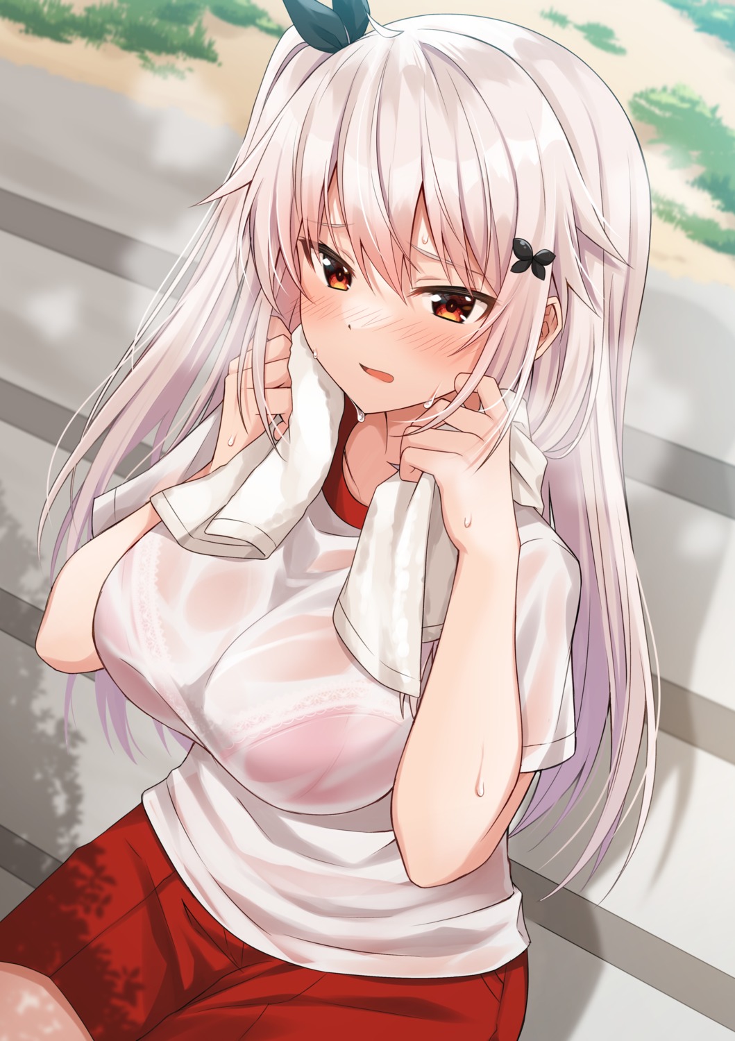 bra gym_uniform komori_kuzuyu see_through wet_clothes