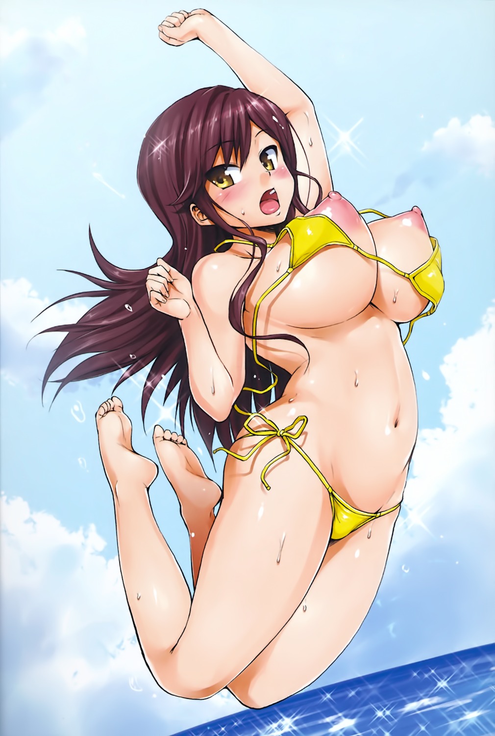bikini breasts nipples shinozuka_jyouji swimsuits wardrobe_malfunction