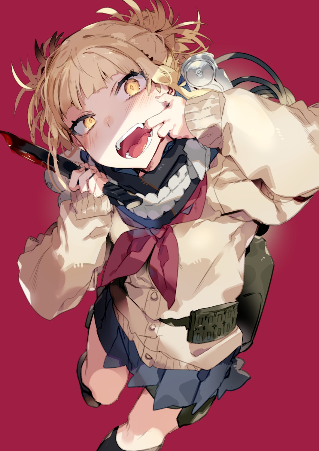 boku_no_hero_academia karei seifuku sweater toga_himiko weapon