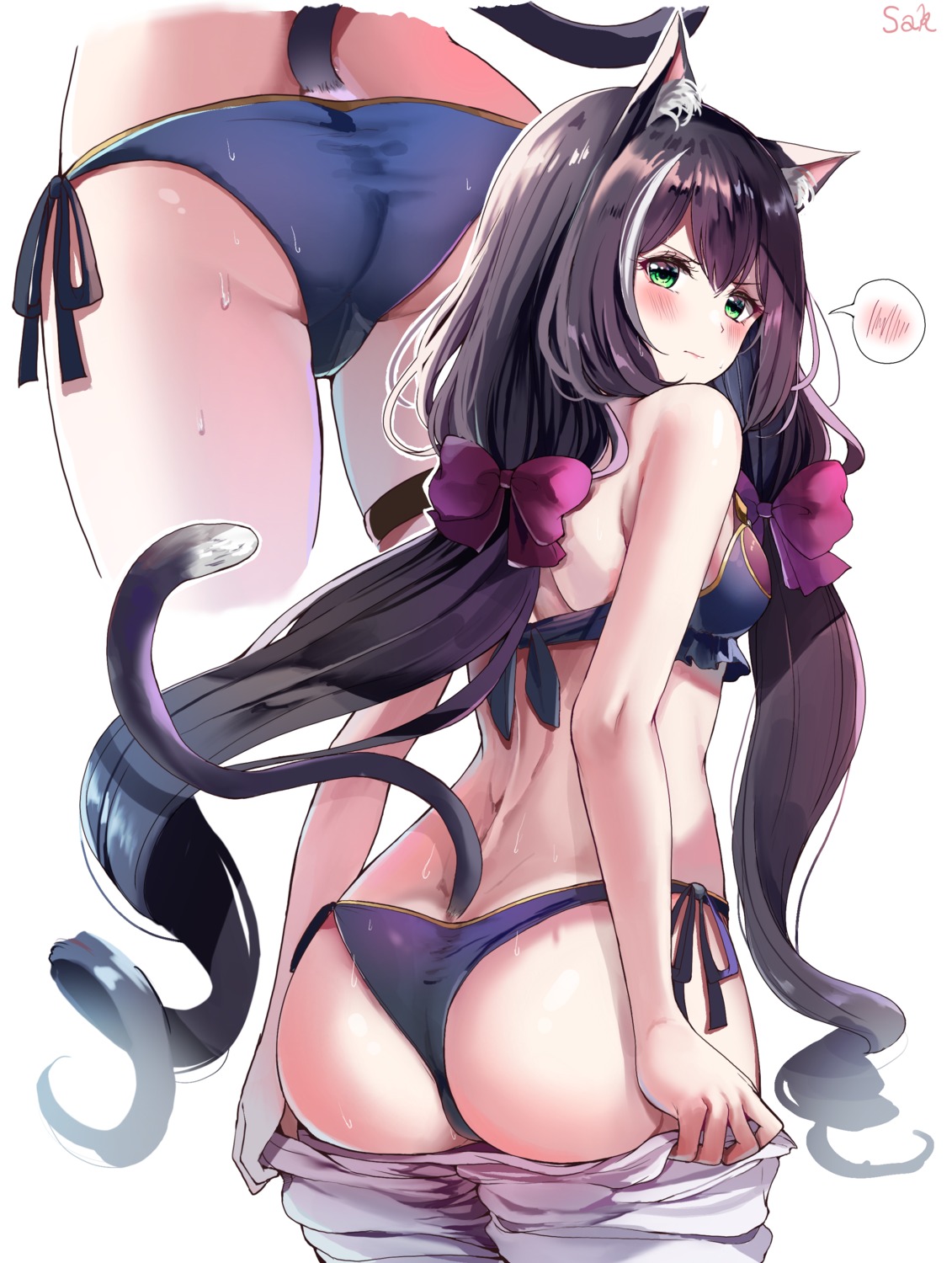 animal_ears ass bikini karyl_(princess_connect) nekomimi princess_connect princess_connect!_re:dive sak swimsuits tail thong undressing