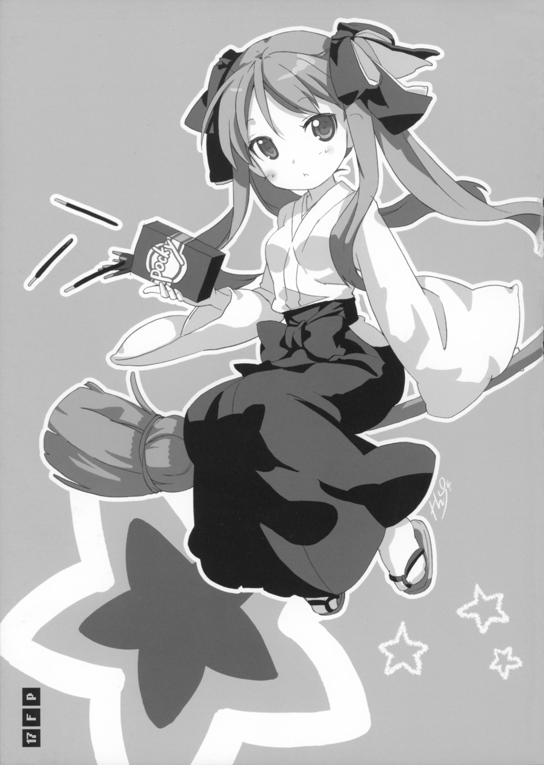 h2so4 hiiragi_kagami island_of_horizon lucky_star miko monochrome