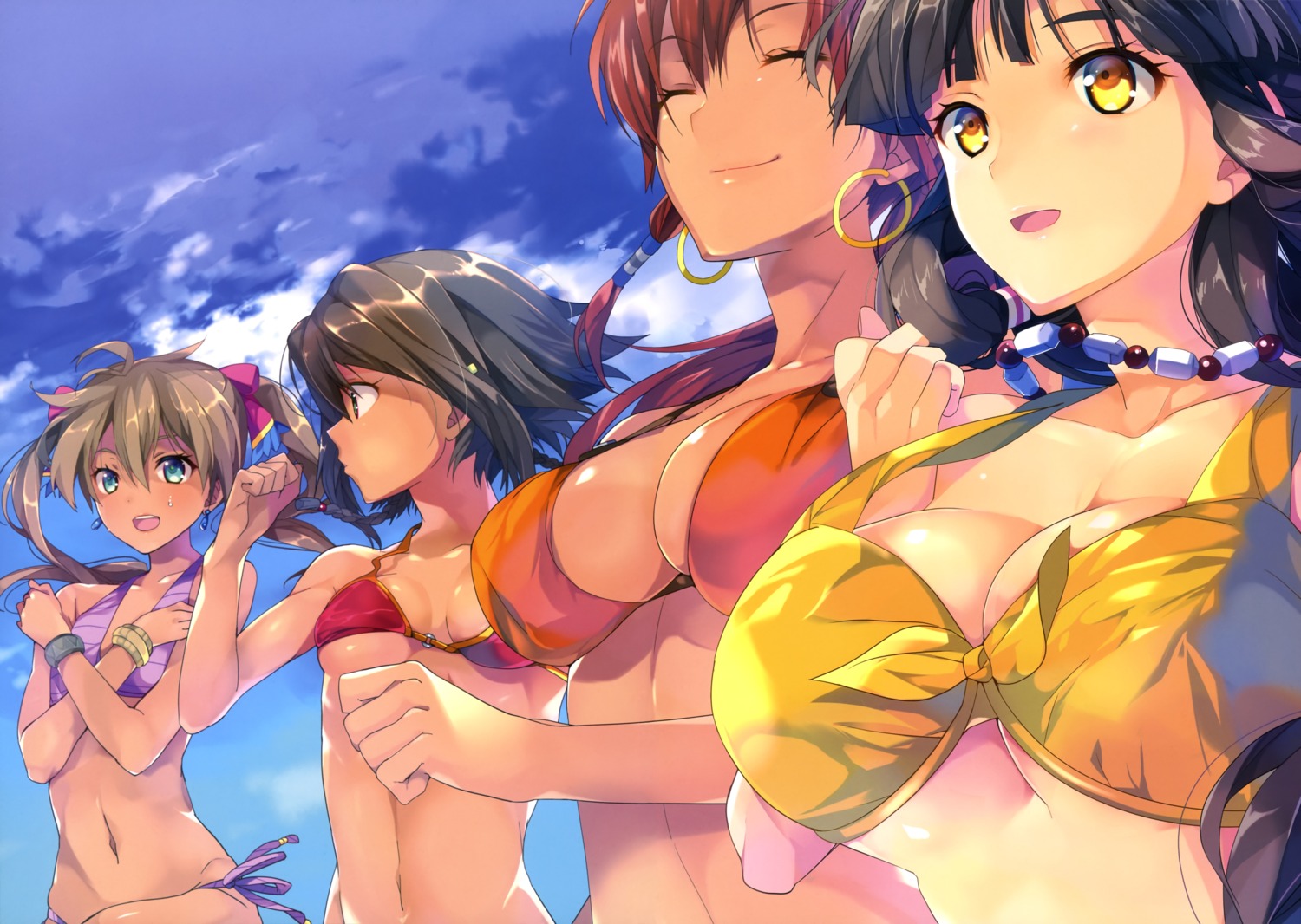 amy_(gargantia) bellows bikini breast_hold cleavage melty_(gargantia) saaya_(gargantia) suisei_no_gargantia swimsuits taira_tsukune underboob