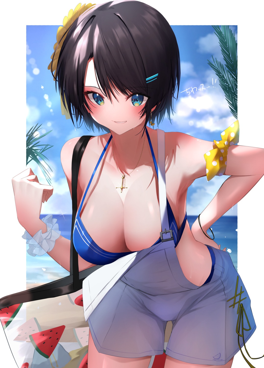 bikini hololive mikaku oozora_subaru overalls swimsuits