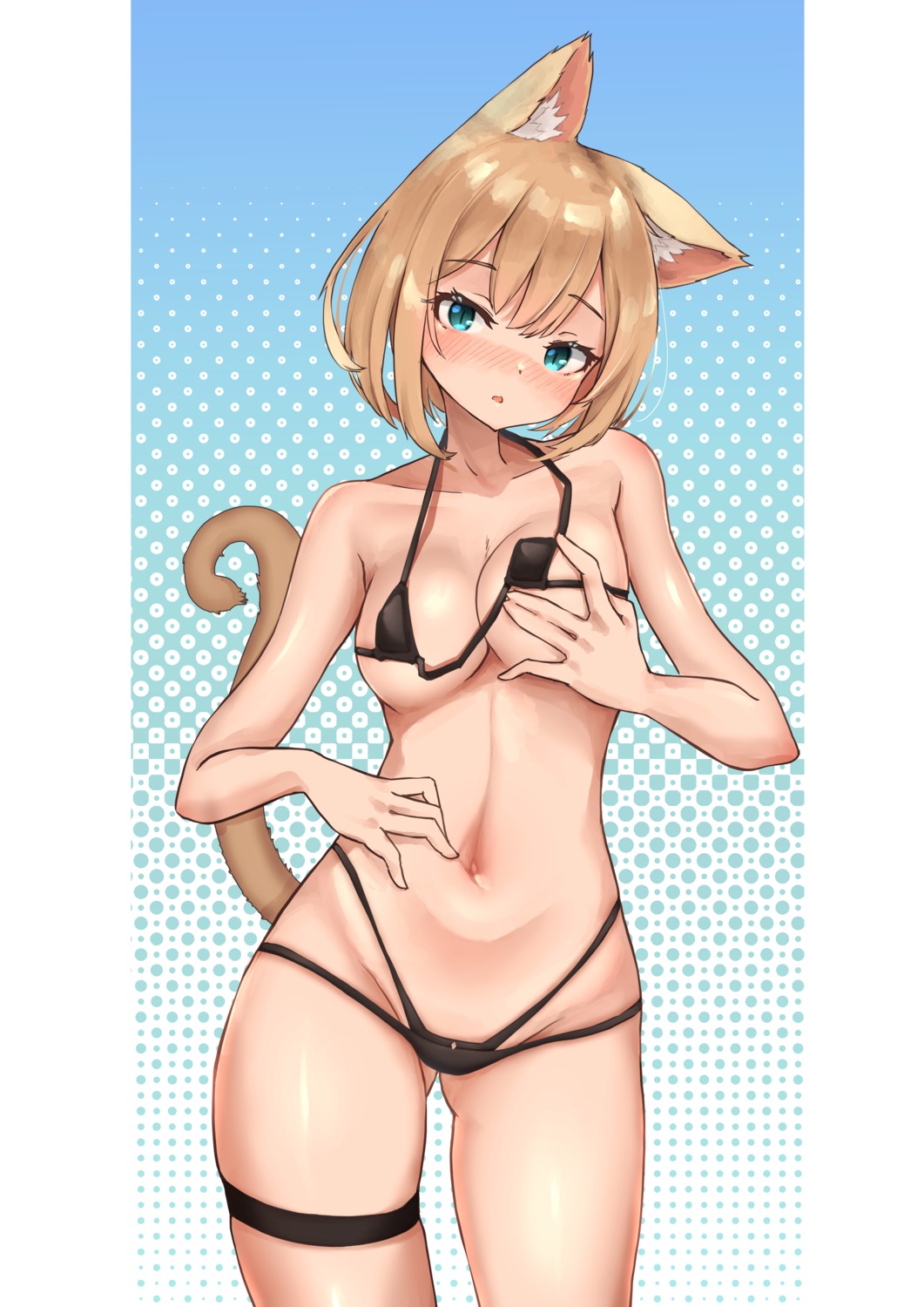 animal_ears bikini breast_hold garter nekomimi swimsuits tail talte01