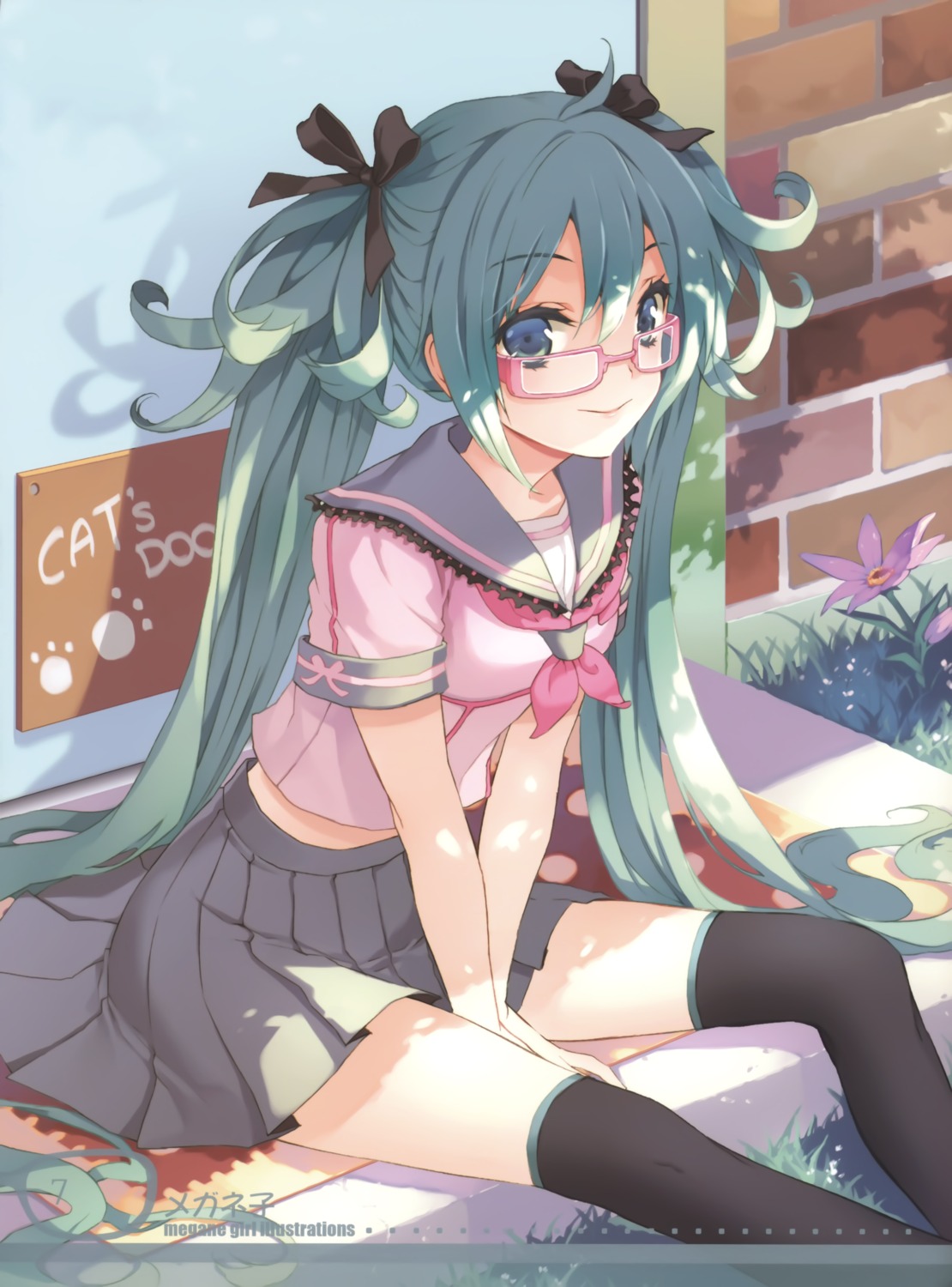 cuteg hatsune_miku megane seifuku thighhighs vocaloid