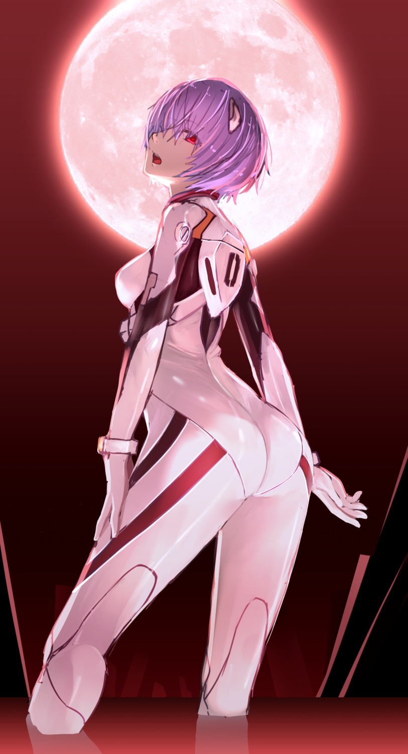 ass ayanami_rei bodysuit neon_genesis_evangelion ninnzinn wet