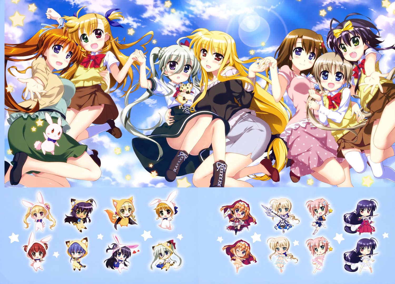 armor ass bodysuit censored chantez_arpinion chibi cleavage corona_timir crozelg einhart_stratos fate_testarossa fujima_takuya heterochromia mahou_shoujo_lyrical_nanoha mahou_shoujo_lyrical_nanoha_vivid micaiah_chevelle miko miura_rinaldi naked olivie_segbrecht pantyhose rinna_tundra rio_wezley seifuku sweater sword takamachi_nanoha tao_raikaku thighhighs victoria_dahlgren vivid_strike! vivio weapon yagami_hayate yumina_enclave