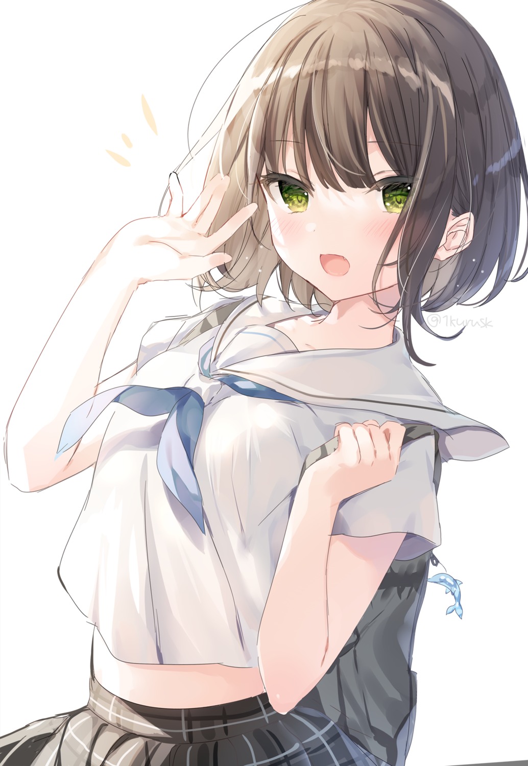 mafuyu_(chibi21) seifuku shirt_lift