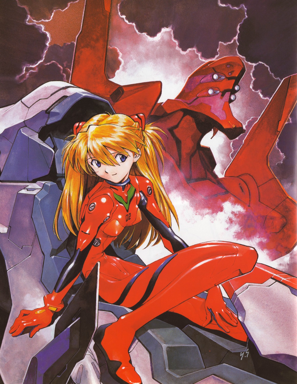 bodysuit erect_nipples eva_02 neon_genesis_evangelion sadamoto_yoshiyuki souryuu_asuka_langley