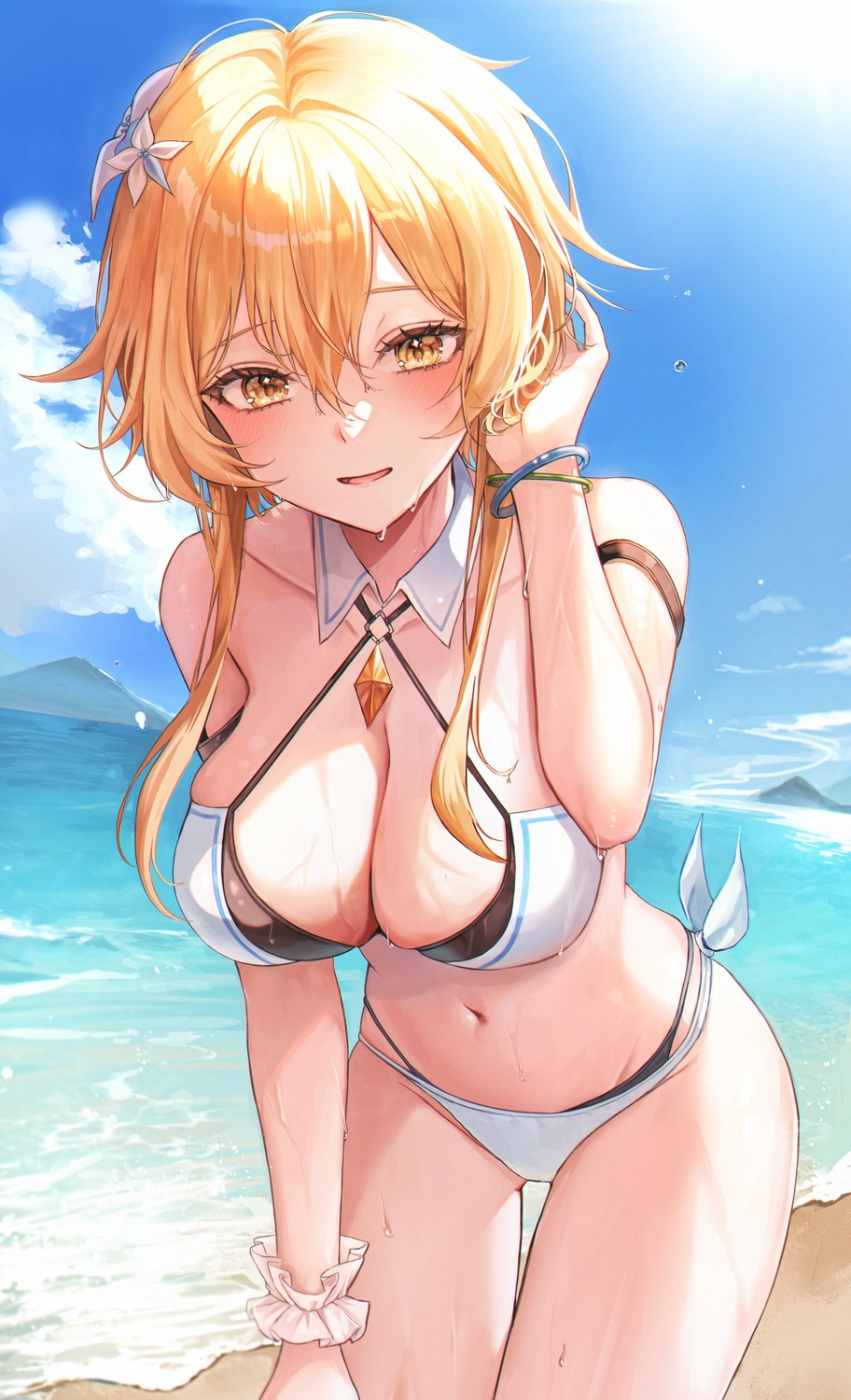 723/nanahumi bikini genshin_impact lumine swimsuits wet