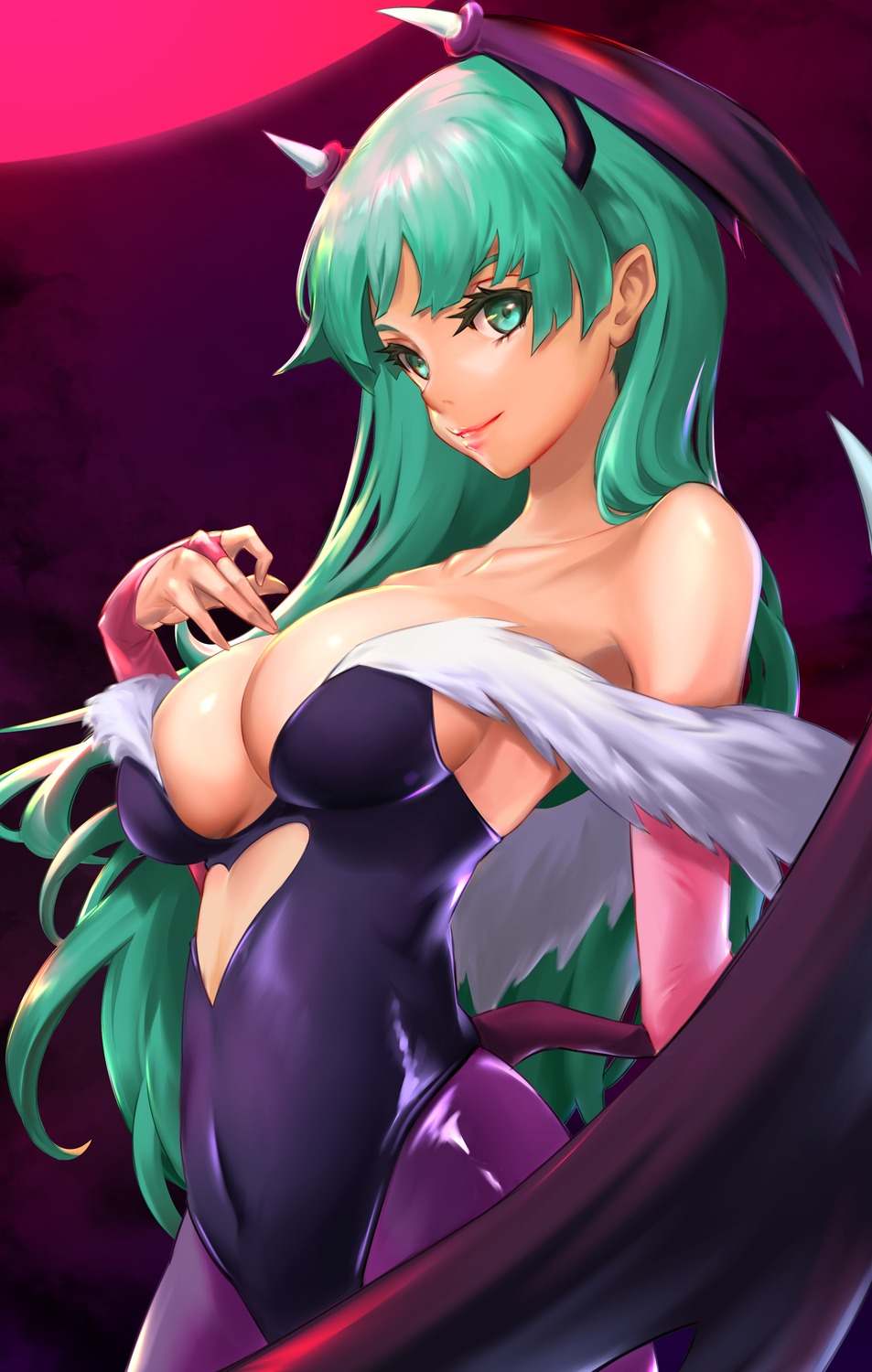 dark_stalkers leotard morrigan_aensland pantyhose tail uladola wings