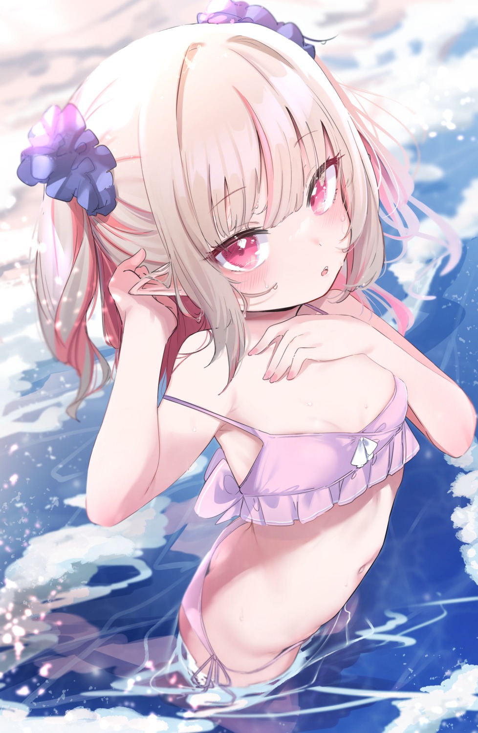 bikini kio_(yumekuikio) loli makaino_ririmu nijisanji nijisanji_gamers pointy_ears swimsuits wet