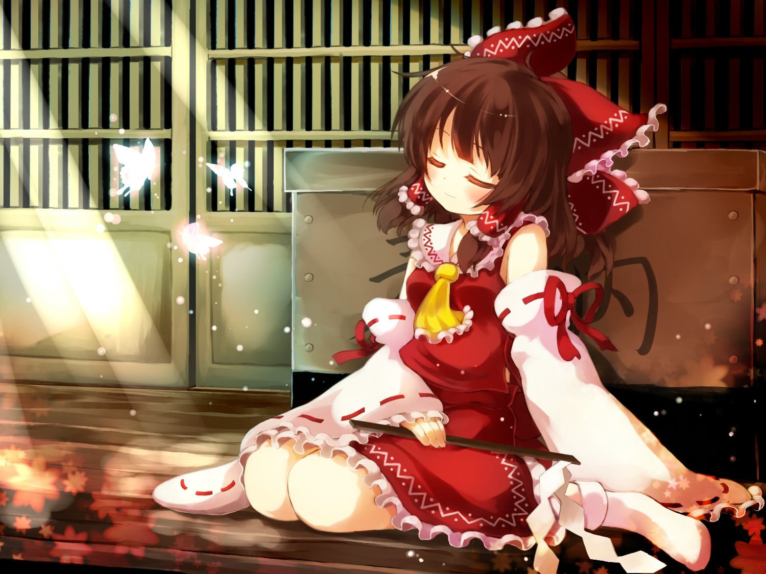 gen-getsu hakurei_reimu miko touhou wallpaper