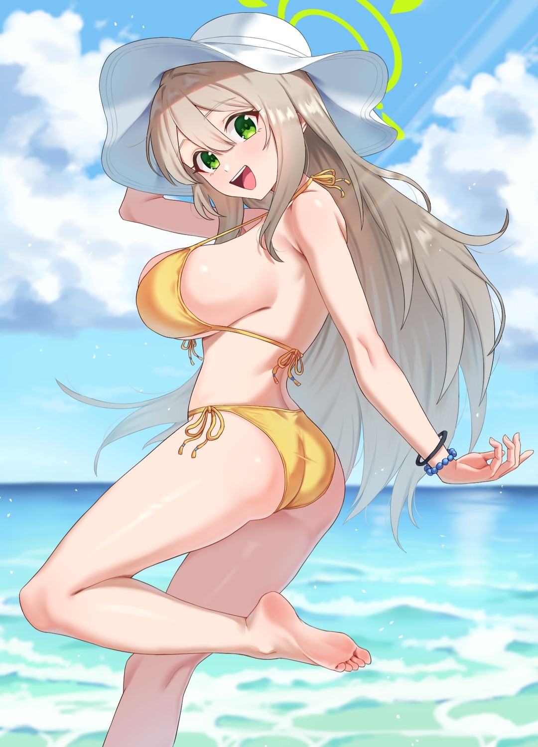 ass bikini blue_archive feet halo izayoi_nonomi kadokadokado swimsuits thong