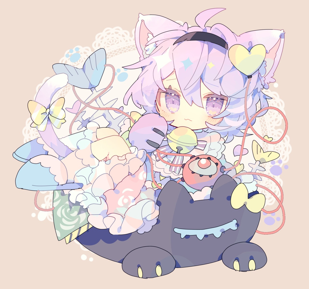 animal_ears chibi komeiji_satori nekomimi nikorashika skirt_lift tail touhou